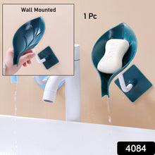 Soap Holder Leaf-Shape Self Draining Soap Dish Holder, With Suction Cup Soap Dish Suitable for Shower, Bathroom, Kitchen Sink