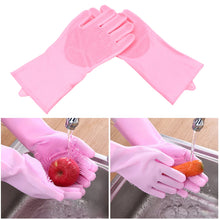 Dishwashing Gloves with Scrubber| Silicone Cleaning Reusable Scrub Gloves for Wash Dish Kitchen| Bathroom| Pet Grooming Wet and Dry Glove (1 Pair, 155Gm)