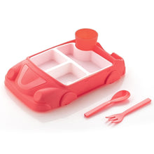 Kid's Car Shaped Plates Cup / Lunch Box Dinnerware Set (4 Pcs Set / 1000 ML Lunch Box)