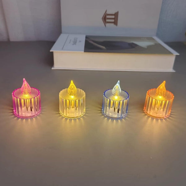 Flameless acrylic candles for festive decoration