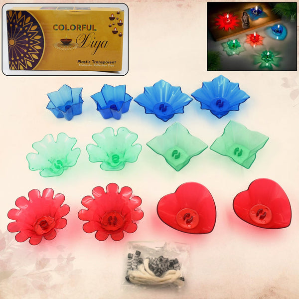 Magical Reflection Diya Set with 6 Attractive Design Cup Set Of 12 Pieces