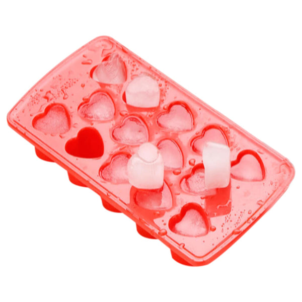 Heart-shaped ice cube tray, creates heart-shaped ice for drinks.