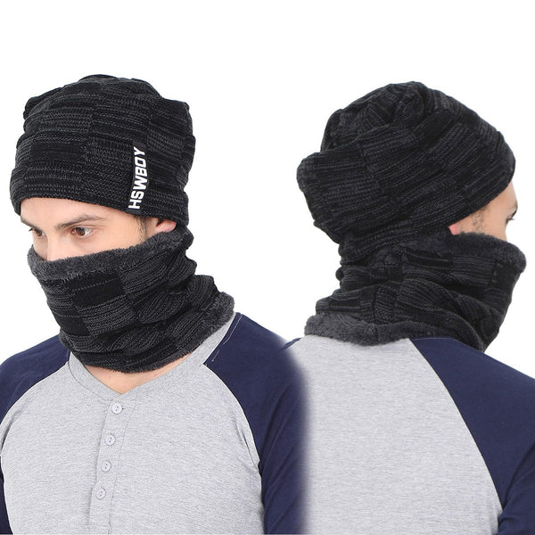 Ultra Soft Unisex Woolen Beanie Cap Plus Muffler Scarf